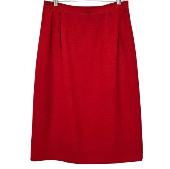 Joan Leslie red twill midi skirt, vintage 90's - Picture 1 of 8